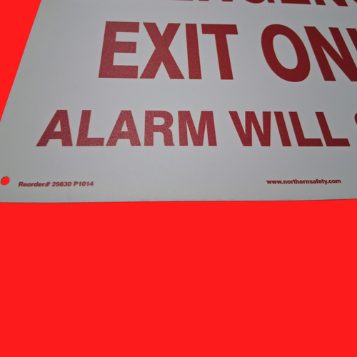 NSI 29830 P1014 Emergency Exit Only Alarm Will Sound Safety Sign 10"x14" , Plastic