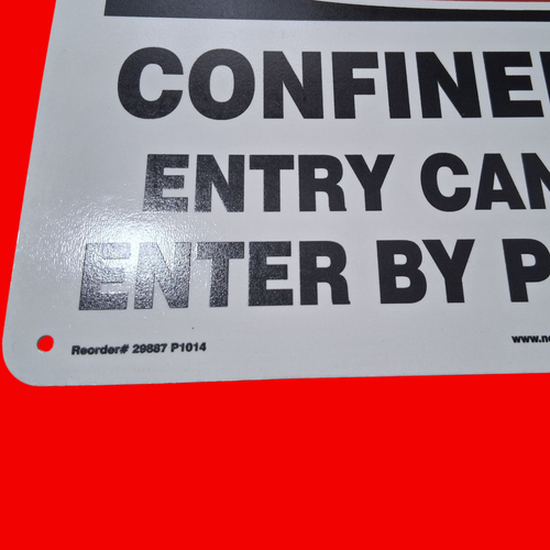 Northern Safety 29887 Danger Confined Space Entry Can Be Fatal Enter By Permit Only OSHA Safety Sign 10"x14", Plastic