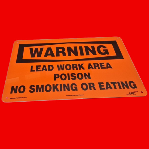 Northern Safety 29866 A1014 Warning Lead Work Area Poison No Smoking Or Eating Safety Sign 10"x14", Aluminum
