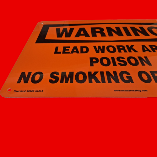 Northern Safety 29866 A1014 Warning Lead Work Area Poison No Smoking Or Eating Safety Sign 10"x14", Aluminum