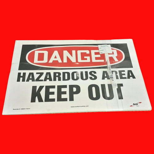 Northern Safety 29805 V1014 Danger Hazardous Area Keep Out Safety Sign 10"x14", Adhesive Vinyl, Pack of 13