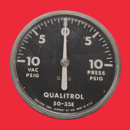 Qualitrol 50-35E Compound Pressure and Vacuum Gauge -10 to +10 PSIG, 3-1/2" Dial