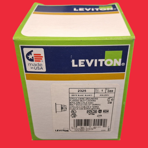 Leviton 2325 20 Amp, 250 Volt, Flanged Inlet Locking Receptacle, Industrial Grade