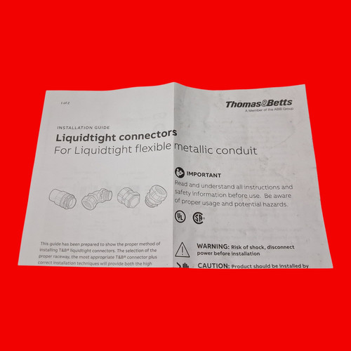 Thomas & Betts 5342 Insulated 45 Degree Liquidtight Flexible Metal Conduit Connector 1/2"- Box 10