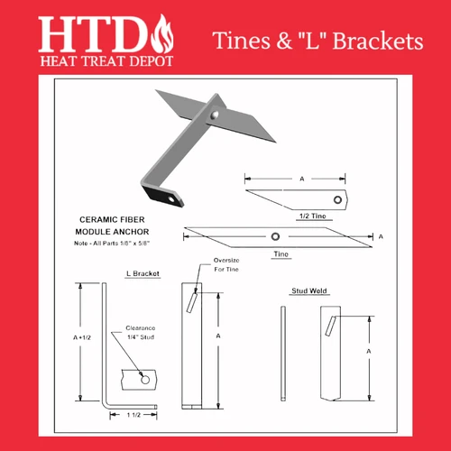 RA-25 Ceramic Fiber Module Anchor Tine & L Bracket
