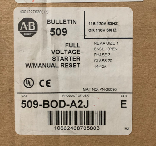 Allen Bradley 509BODA2J Full Voltage Start w/ Manual Reset