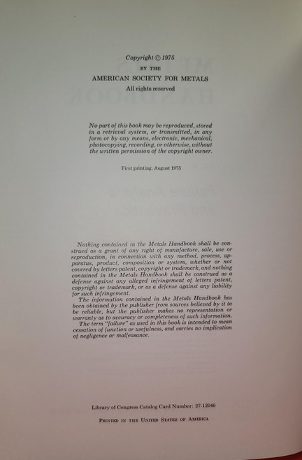 ASM Metals Handbook Volume 10 Failure Analysis and Prevention. 8th Edition