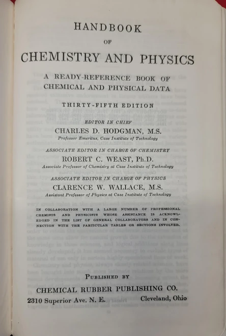 Handbook of Chemistry And Physics - 35th Edition (1953)