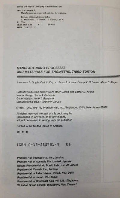 Manufacturing Processes And Materials For Engineers 