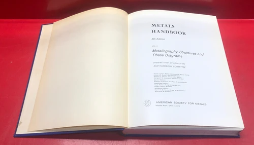 ASM Metals Handbook Volume 8 Metallography, Structures and Phase Diagrams 8th Ed