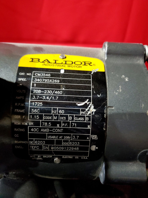 Baldor CM3546 AC MOTOR 56C 1725RPM 3PH 1HP 208-230/460V-AC