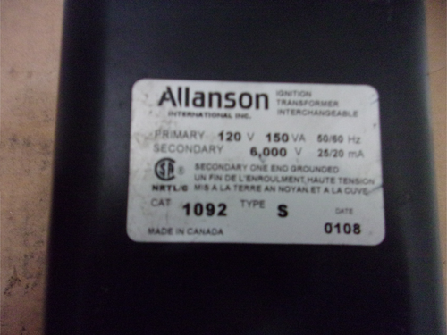 Allanson Ignition Transformer 1092S