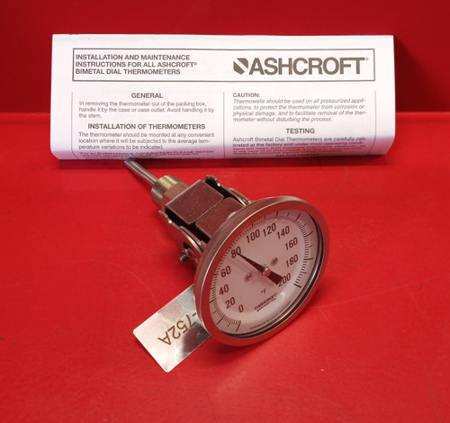 Ashcroft 30EI60E025 0 /200° F 3" Bimetal Dial Thermometer