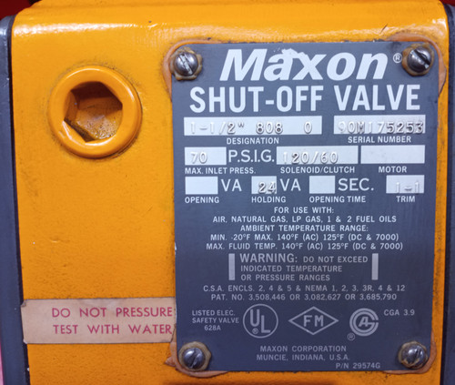 Maxon 150SM11-AA11-BB*0A0 (808-0)  1-1/2" Shut-Off Valve