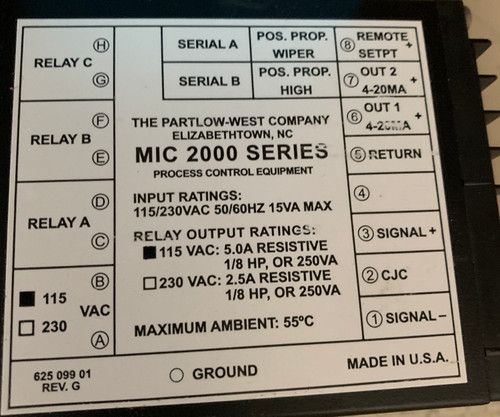 Partlow Process Controller MIC 2000 | Item # 2120101