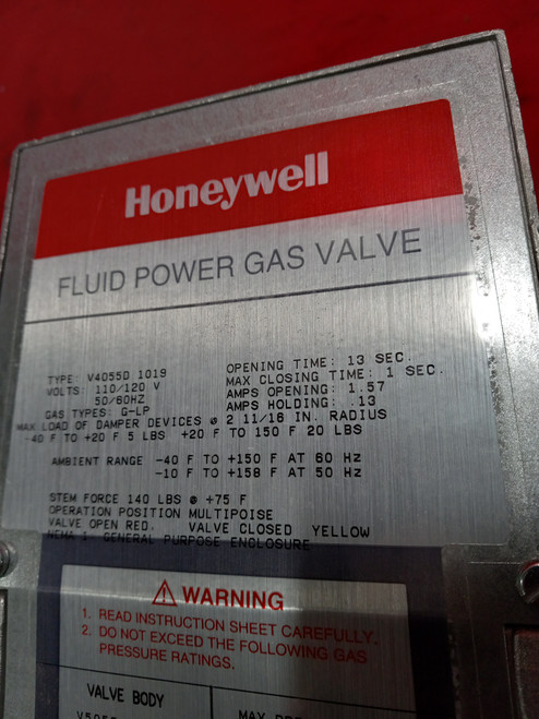 Honeywell V4055D-1019 Fluid Power Gas Valve 