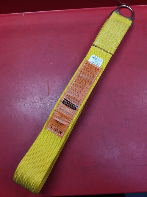 MSA 505282 Anchorage Connector Strap, Yellow Nylon, Single D-Ring, 5'