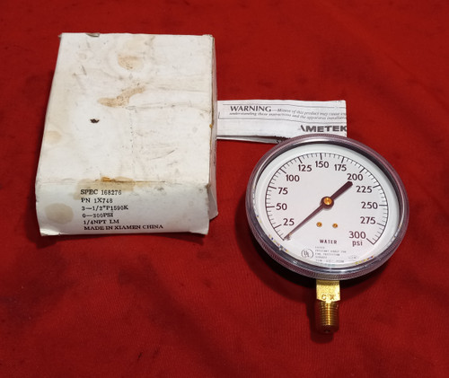 Ametek 1X748 Water Pressure Gauge 0-300 Psi.