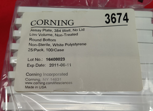 Corning 3674 | 384-Well, Round Bottom, Assay Microplate without Lid, Non-Treated White Polystyrene, Non-Sterile (Pack of 25)