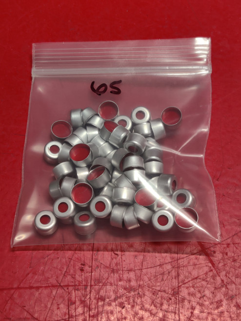8mm Silver Aluminum Crimp Cap, PTFE/Silicone/PTFE, 65-PK
