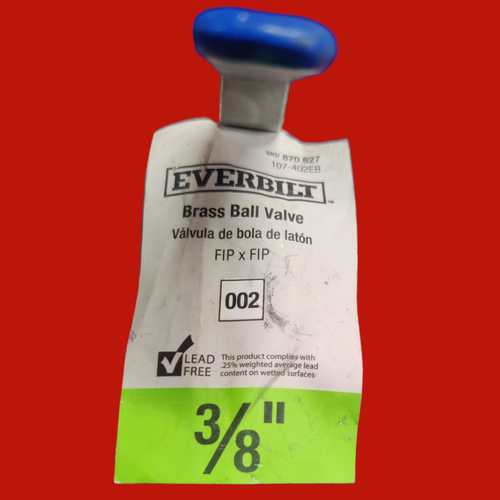 Everbilt 107-402EB Brass FPT Full Port Threaded Ball Valve 3/8" 