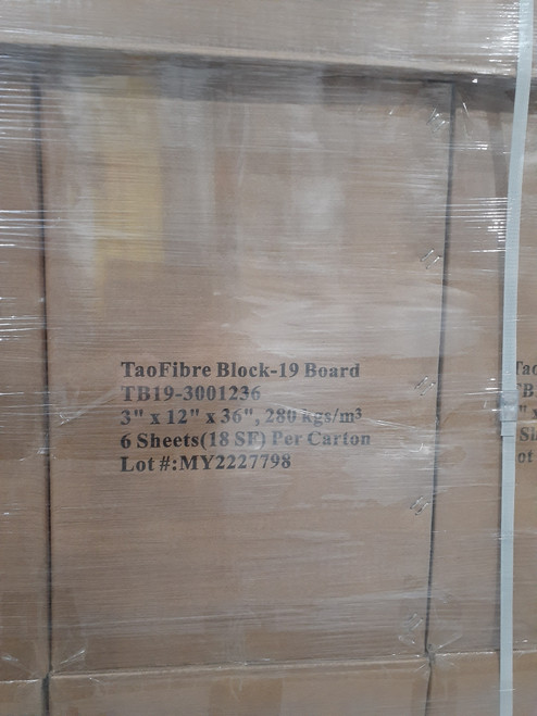 TaoFibre TB19-3001236 Block-19 Board 3" x 12" x 36", 6 Sheets Per Carton