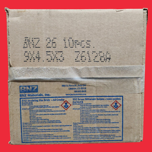 BNZ Materials 9 x 4.5 X 3" 2600°F Insulating Firebrick - 10ct Box