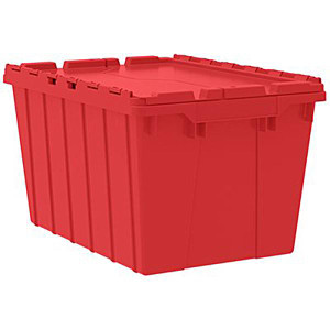 Akro-Mils Attached Lid Container 12 gal Red