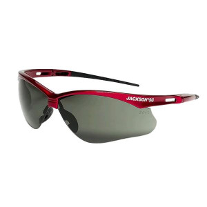 SureWerx Jackson SG Safety Glasses Red Frame w Smoke Anti-Scratch Lens