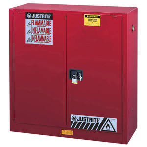 Justrite Sure-Grip EX Class III Combustibles Storage Cabinet Self-Closing Doors IFC Red