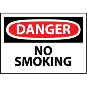 NMC OSHA "Danger No Smoking" Sign Rigid Plastic 10" x 14" White Black Red