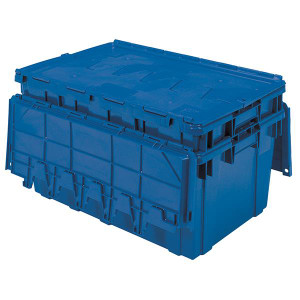 Buckhorn Attached Lid Container Textured Bottom 27"L x 17"W x 12"H Dark Blue