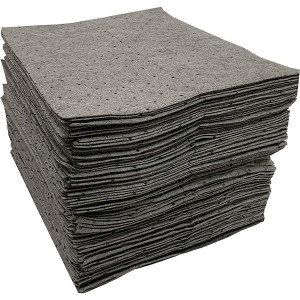 FyterTech Essentials Universal Single-Ply Sorbent Pads Medium Weight 15" x 18" Gray