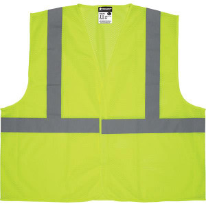 MCR Safety Luminator Class 2 Hook-&-Loop Mesh Vest X-Large Lime