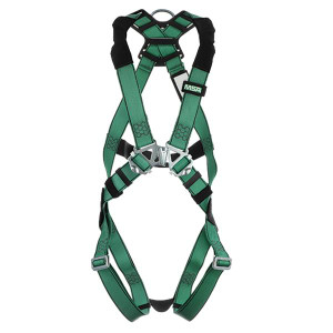 MSA V-Form Safety Harness w Back D-Ring Qwik Fit Leg Straps X-Large Green