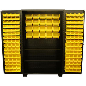 Jamco Bin & Shelf Cabinet Louvered Doors 78"H x 48"W x 24"D Black