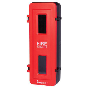 FireTech Medium Molded HDPE Extinguisher Cabinet Black Red