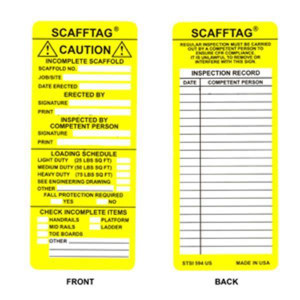 Brady Scafftag Caution Inserts Yellow