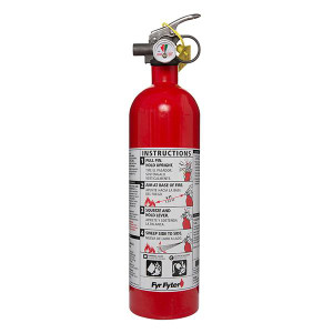 Kidde 2 lb BC Fyr Fyter Extinguisher w Metal Valve & Plastic Strap Bracket (Disposable)