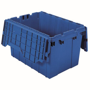 Akro-Mils Attached Lid Container 12 gal Blue