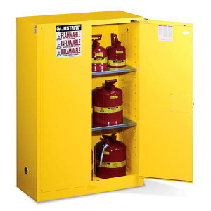 Justrite Sure-Grip EX Safety Cabinets w Self-Closing Doors 45 gal 65"H x 43"W x 18"D IFC - Yellow