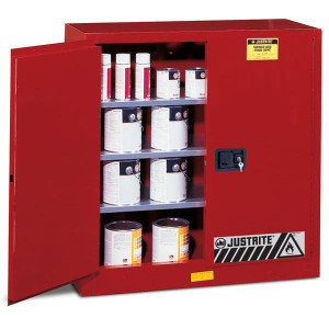 Justrite Sure-Grip EX Class III Combustibles Storage Cabinet Manual Doors Red 40 gal