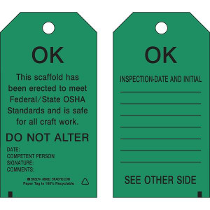 Brady Standard Scaffold Status Tags - Green
