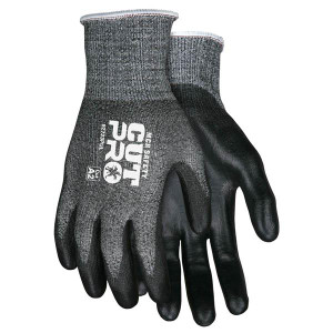 MCR Safety Cut Pro PU Coated Gloves w HPPE Shell 13 ga 2X-Large Salt & Pepper Black