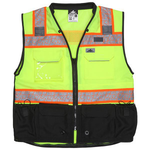 MCR Safety ANSI Class 2 Solid Front Mesh Safety Vest 2X-Large Hi-Vis Lime