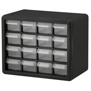 Akro-Mils Plastic Storage Cabinet 16 Drawer (Small) Black