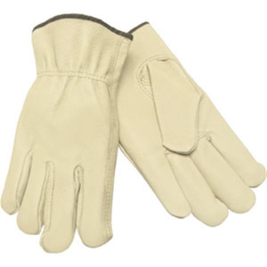 MCR Safety Pigskin Leather Drivers Keystone Thumbs Medium Natural Protective Gloves