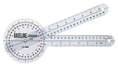 Baseline Baseline Plastic Goniometer - 360 Degree Head - 12 inch Arms