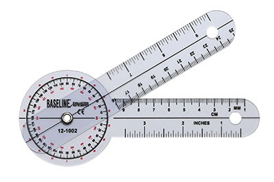 Baseline Baseline Plastic Goniometer - 360 Degree Head - 6 inch Arms
