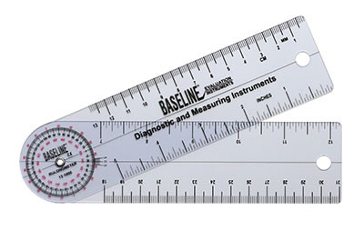 Baseline Baseline Plastic Goniometer - Rulongmeter Style - 360 Degree Head - 6 inch Arms, 25-pack